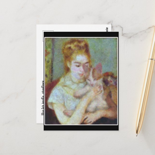 Renoir flicka med katt vykort (Fram/Back In Situ)