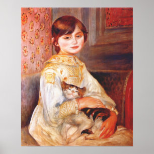 Renoir flicka med kattaffischen poster
