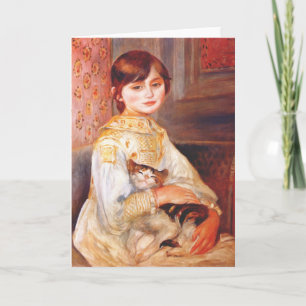 Renoir flicka med katthälsningkortet kort