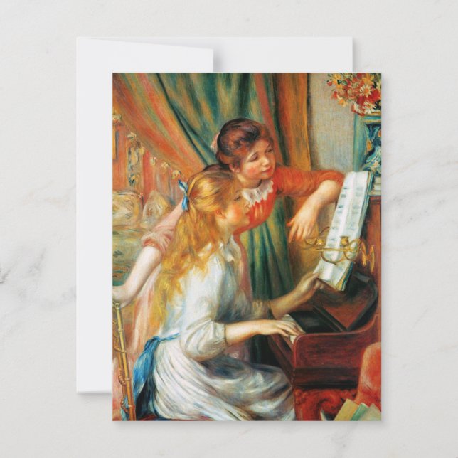 Renoir flickor på pianohögläsninginbjudningarna inbjudningar (Framsida)