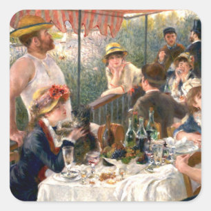 Renoir Fransk Luncheon Boating Party Fyrkantigt Klistermärke