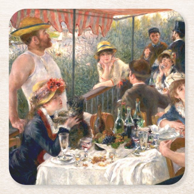 Renoir Fransk Luncheon Boating Party Underlägg Papper Kvadrat (Framsidan)