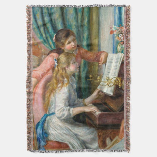 Renoir Girls vid Piano Impressionism Painting Filt (Framsidan Vertikal)