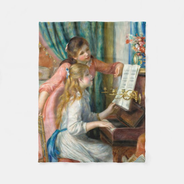 Renoir Girls vid Piano Impressionism Painting Fleecefilt (Framsidan)