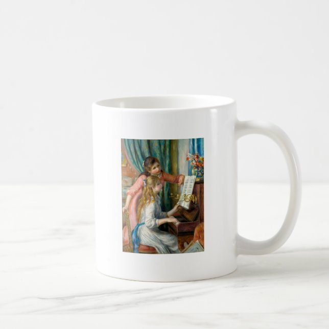 Renoir Girls vid Piano Impressionism Painting Kaffemugg (Höger)