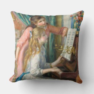 Renoir Girls vid Piano Impressionism Painting Kudde