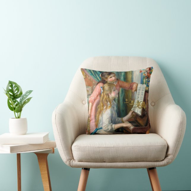 Renoir Girls vid Piano Impressionism Painting Kudde (Stol)