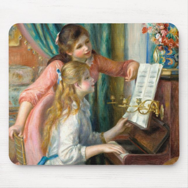 Renoir Girls vid Piano Impressionism Painting Musmatta (Framsidan)