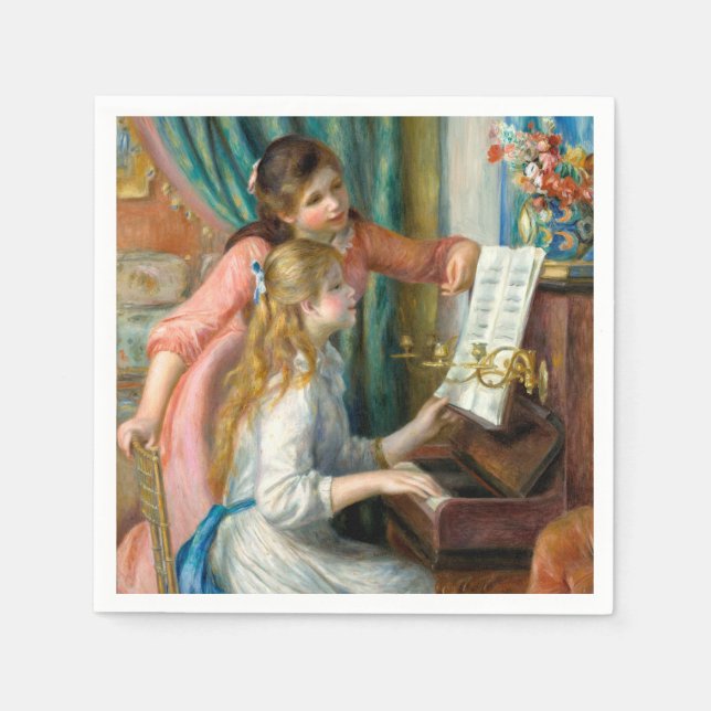 Renoir Girls vid Piano Impressionism Painting Pappersservett (Framsidan)