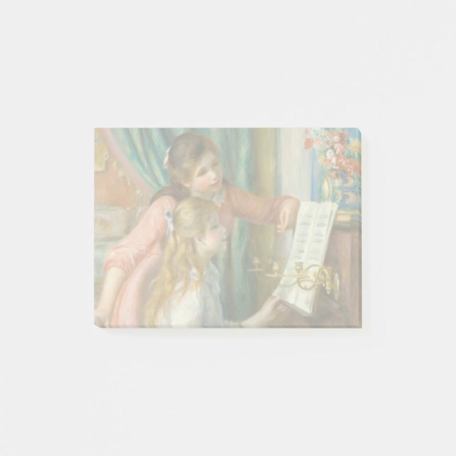 Renoir Girls vid Piano Impressionism Painting Post-it Block (Framsida)