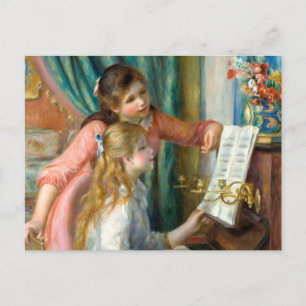 Renoir Girls vid Piano Impressionism Painting Vykort