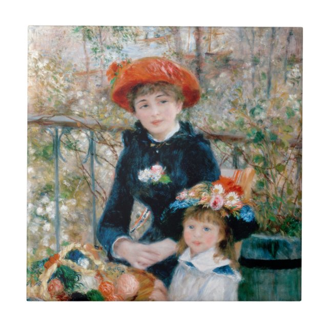 Renoir Impressionist Painting - Två systrar Kakelplatta (Framsidan)