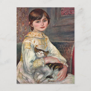 Renoir konstvykort: Mlle. Julie Manet med katten Vykort