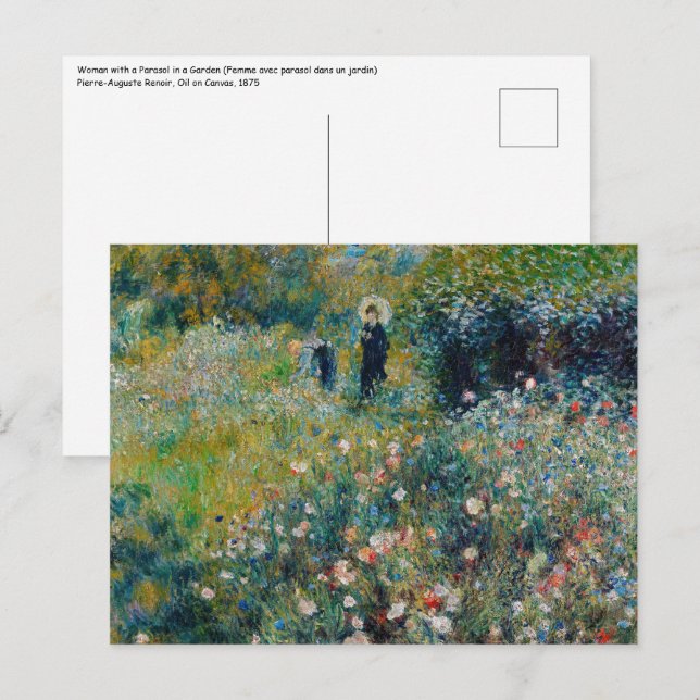 Renoir - Kvinna med parasoll i en trädgård Vykort (Fram/baksida)