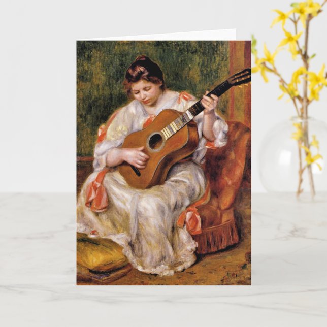 Renoir - Kvinna spelar gitarr, Kort (Gul blomma)