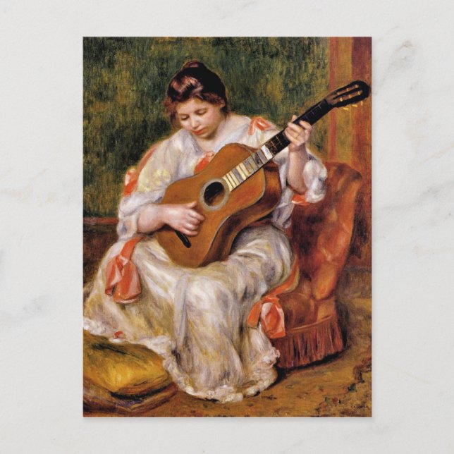Renoir - Kvinna spelar gitarr, Vykort (Framsida)