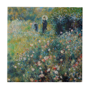 Renoir - Kvinnor med parasol i en Garden Kakelplatta