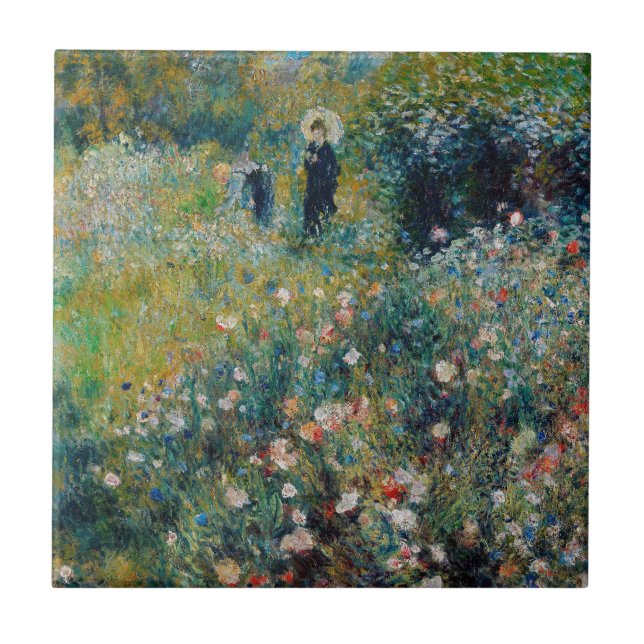 Renoir - Kvinnor med parasol i en Garden Kakelplatta (Framsidan)