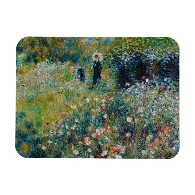 Renoir - Kvinnor med parasol i en Garden Magnet (Horisontell)