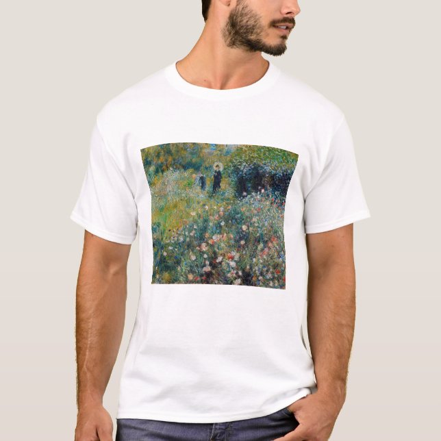 Renoir - Kvinnor med parasol i en Garden T Shirt (Framsida)