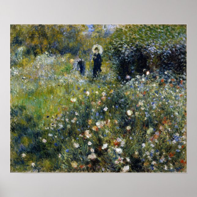 Renoir - Kvinnor med parasol i en trädgård Poster (Framsidan)