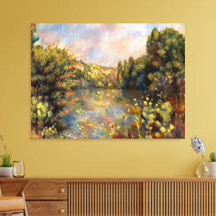 Renoir - Lakeside, liggande, målning Canvastryck