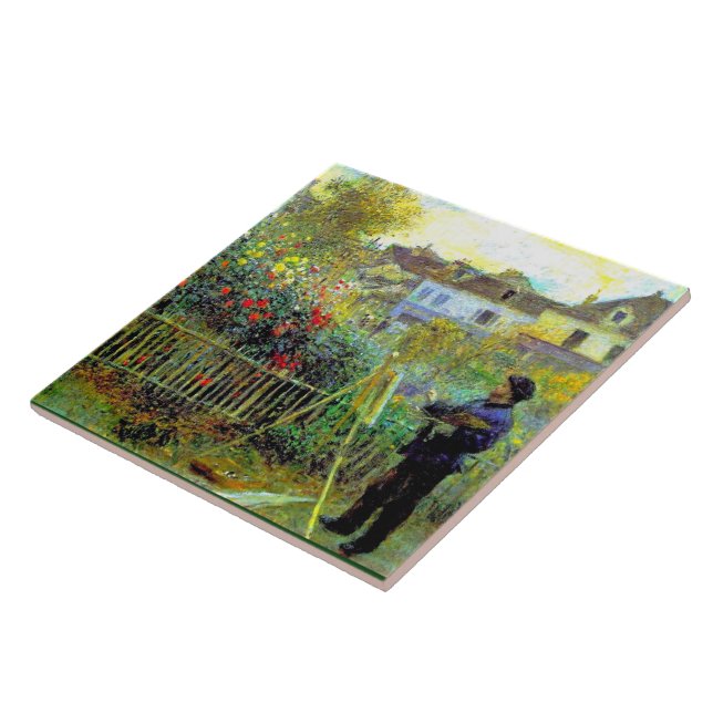 Renoir - Monet målar i sin trädgård Kakelplatta (Sidan)