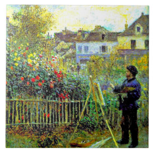 Renoir, Monet Painting i sin Garden i Argentina Kakelplatta