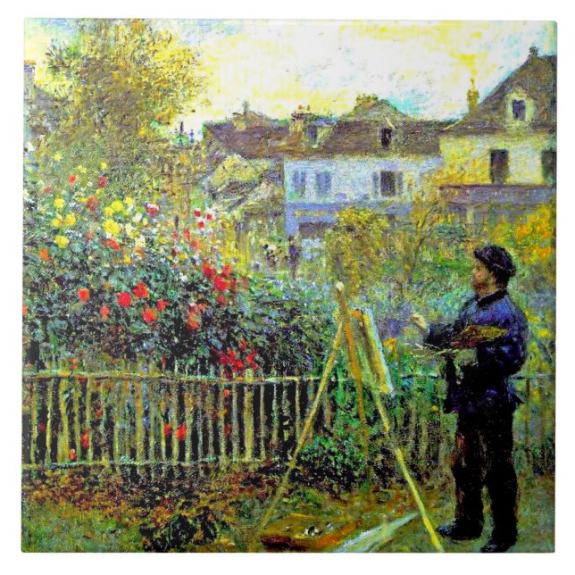 Renoir, Monet Painting i sin Garden i Argentina Kakelplatta (Framsidan)