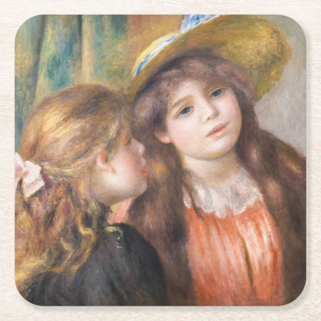 Renoir - Porträtt of Two Little Girls Underlägg Papper Kvadrat (Framsidan)