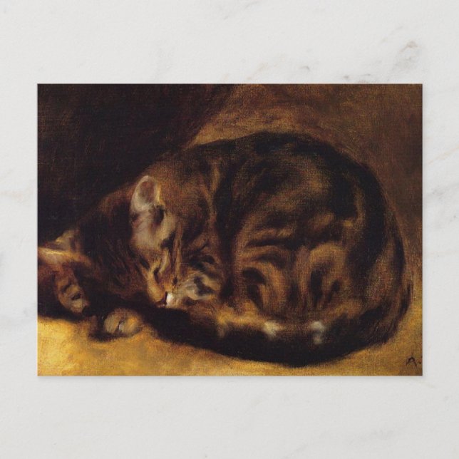 Renoir Sleeping Cat vykort (Framsida)