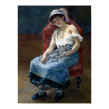 Renoir Sleeping Girl with Cat Classic Art