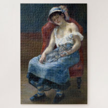 Renoir Sleeping Girl with Cat Classic Art