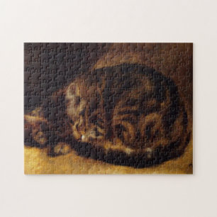 Renoir som sovar kattpussel pussel