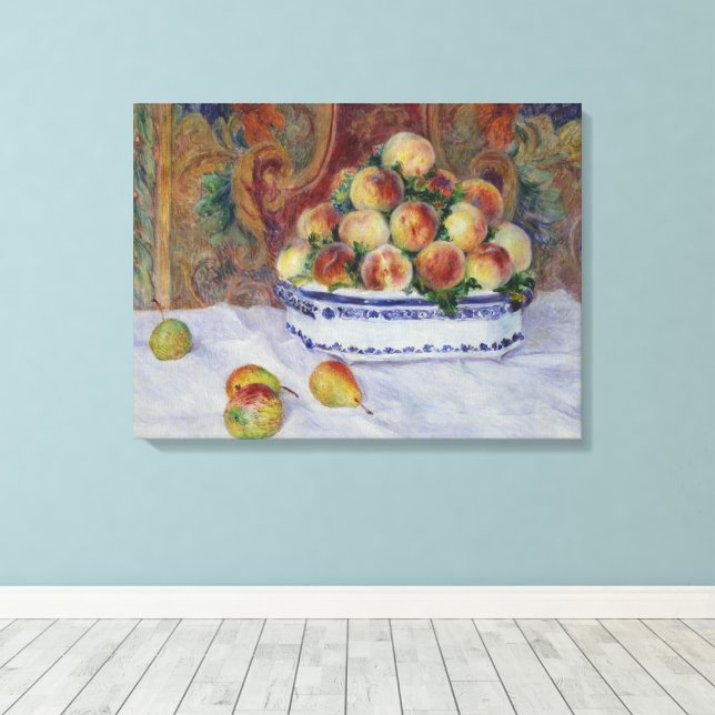 Renoir still Life with Peacher Canvastryck (Insitu (trägolv))