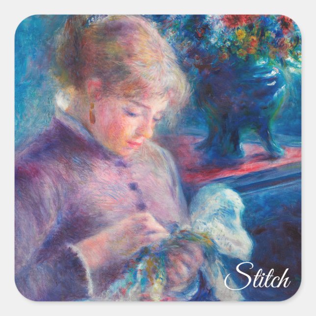 Renoir Stitch Fyrkantigt Klistermärke (Framsida)
