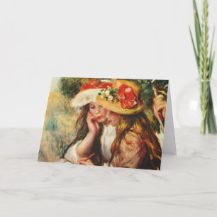 Renoir två flickor som är läs- i det trädgårds- kort