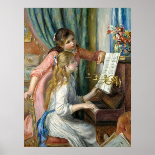 Renoir, två unga flickor på Piano Poster (Framsidan)