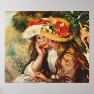 Renoir Two Girls som läser i Garden Poster