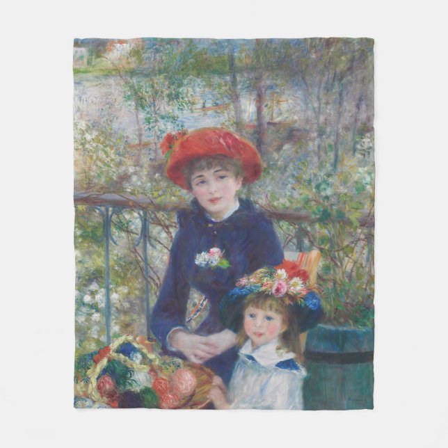 Renoir Two Sisters Terrace Fransk Impressionism Fleecefilt (Framsidan)
