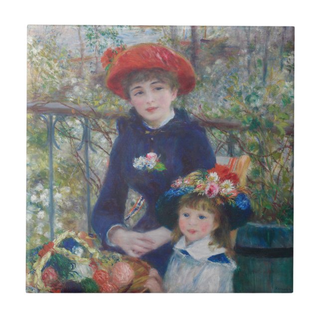 Renoir Two Sisters Terrace Fransk Impressionism Kakelplatta (Framsidan)