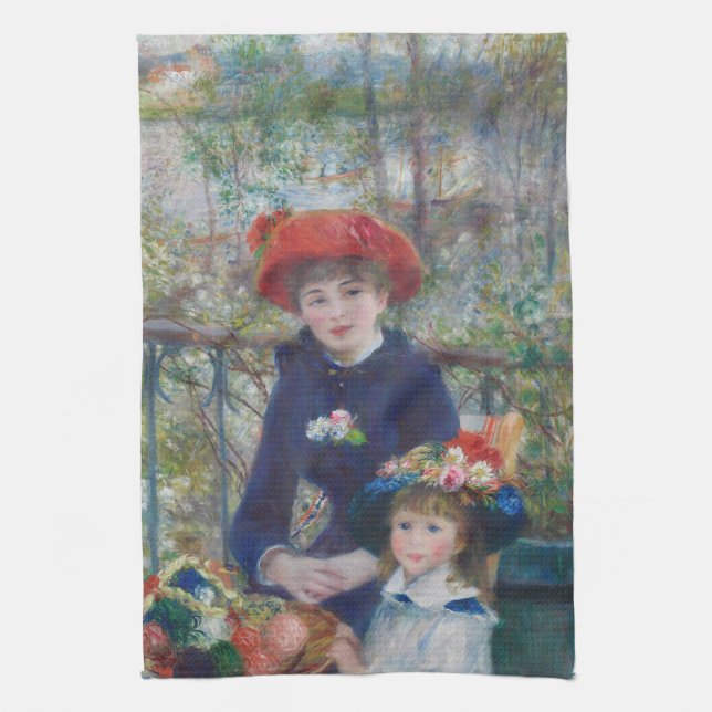 Renoir Two Sisters Terrace Fransk Impressionism Kökshandduk (Vertikal)