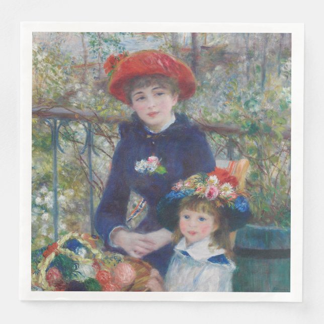 Renoir Two Sisters Terrace Fransk Impressionism  Pappersservett (Framsida)