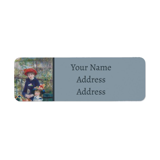 Renoir Two Sisters Terrace Fransk Impressionism Returadress Etikett (Framsidan)