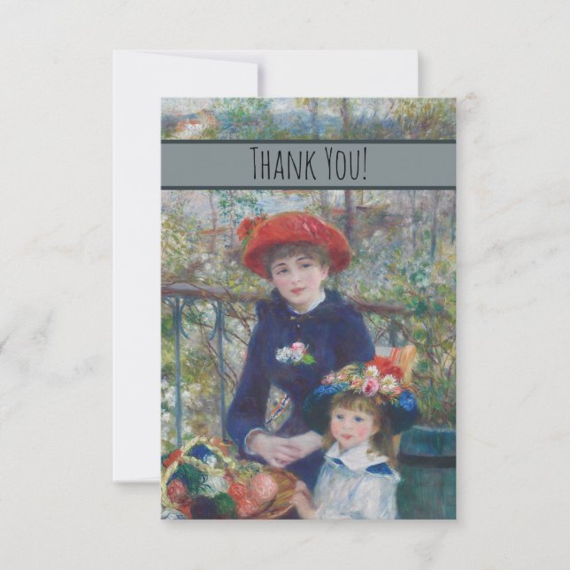 Renoir Two Sisters Terrace Fransk Impressionism Tack Kort (Framsida)