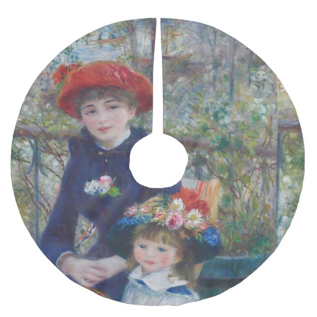 Renoir Two Sisters Terrass Fransk Impressionism  Julgransmatta Borstad Polyester (Framsidan)