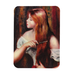 Renoir ung flicka som kammar henne hårmagnet magnet