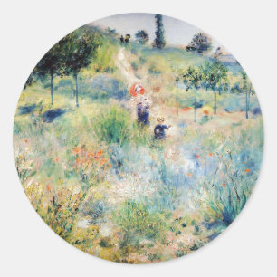 Renoir - Väg som leder genom tallgräs Runt Klistermärke