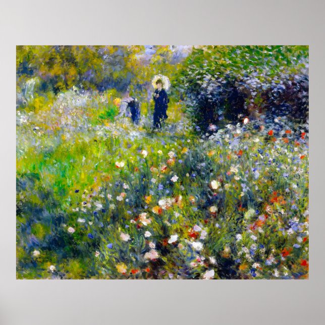 Renoir, Woman med parasol i en Garden, 1875 Poster (Framsidan)