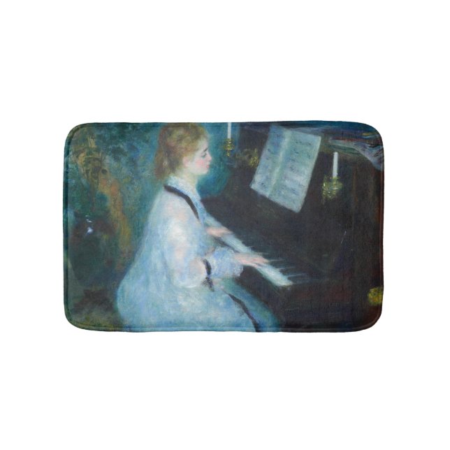Renoir Woman vid Piano Vintage Impressionist Badrumsmatta (Framsidan)